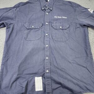 Bulwark FR Shirt Mens Large Blue Flame Resistant Long Sleeve Button Workwear